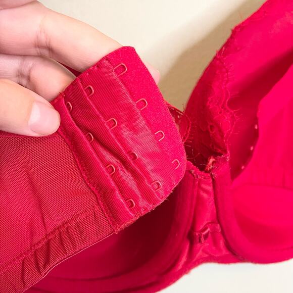 Cacique Women's Red Lace Lingerie Full Coverage Push-Up Bra Size 46DD - Picture 7 of 13
